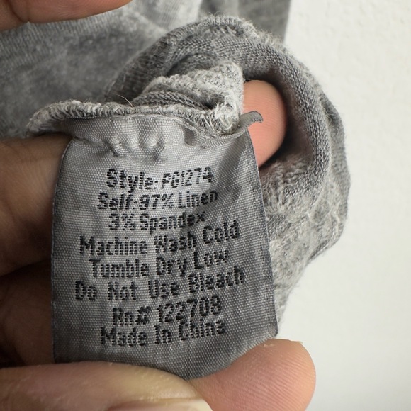 Pete & Greta Johnny Was Shirt Women XS Gray Floral Linen Embroidered Grunge Boho - Picture 6 of 6